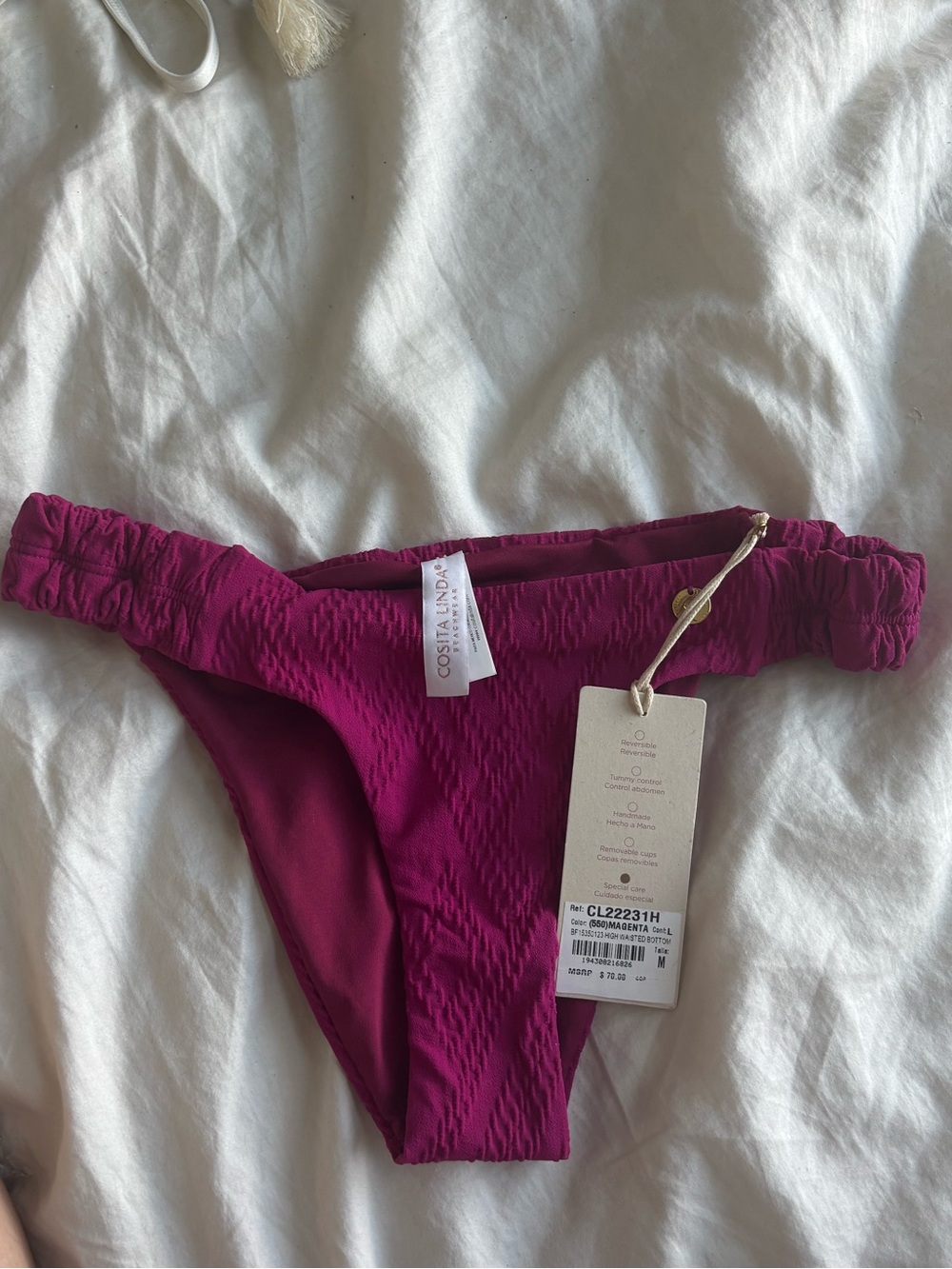 Cosita Linda Magenta Swim Bottoms, handmade in Colombia